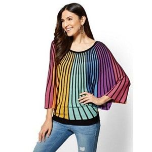 7th Avenue Design Studio New York Co Rainbow-Stripe Dolman Sweater Size XS